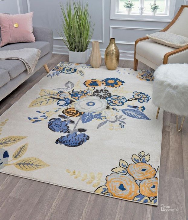 The appearance of Hanna VA40B Rose Garden Ivory Floral Transitional Beige 9' x 12' Area Rug designed by Rugs America in the transitional interior design. This beige piece of furniture  was selected by 1StopBedrooms from Hanna Collection to add a touch of cosiness and style into your home. Sku: RA30525. Material: Polypropylene. Product Type: Area Rugs. Image1