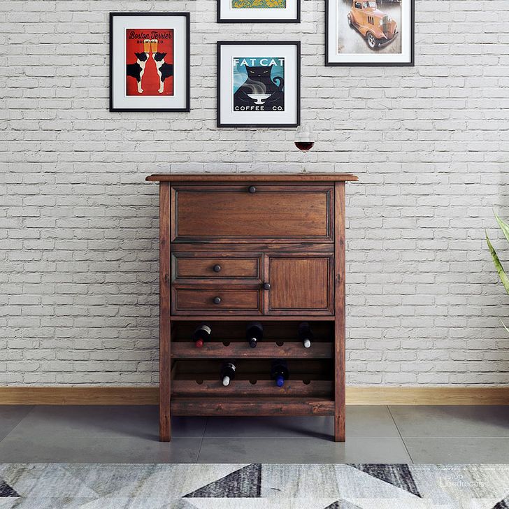 The appearance of Hardwood Wine Cabinet designed by Bernards in the transitional interior design. This walnut piece of furniture  was selected by 1StopBedrooms from Hardwood Collection to add a touch of cosiness and style into your home. Sku: 7712. Material: Wood. Product Type: Wine Cabinet. Image1