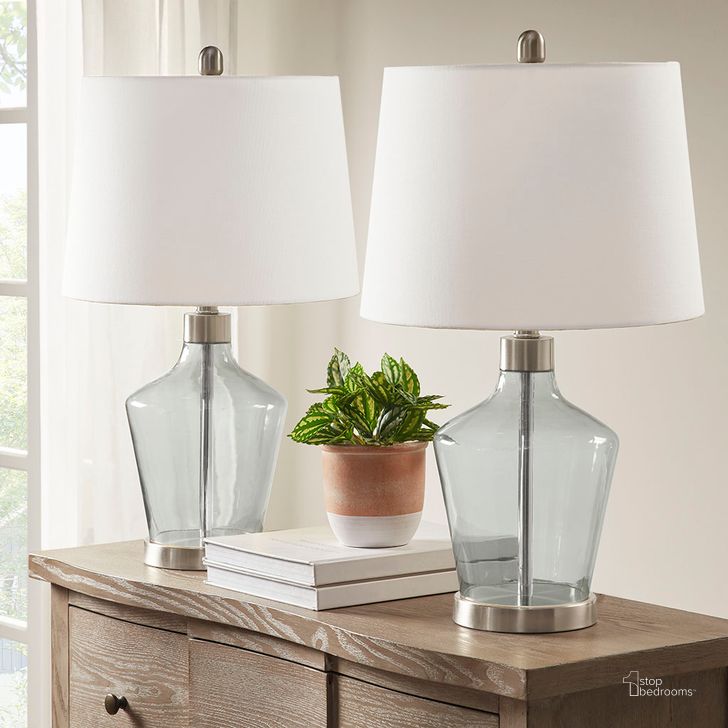 The appearance of Harmony Table Lamp Set Of 2 In Grey designed by Olliix in the transitional interior design. This grey piece of furniture  was selected by 1StopBedrooms from Harmony Collection to add a touch of cosiness and style into your home. Sku: 5DS153-0021. Material: Polyester. Product Type: Table Lamp. Image1