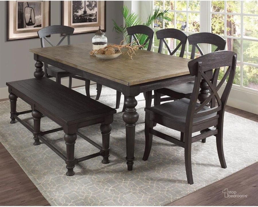 The appearance of Harper Dining Bench designed by Riverside Furniture in the country / farmhouse interior design. This matte black piece of furniture  was selected by 1StopBedrooms from Harper Collection to add a touch of cosiness and style into your home. Sku: 60259. Product Type: Dining Bench. Image1