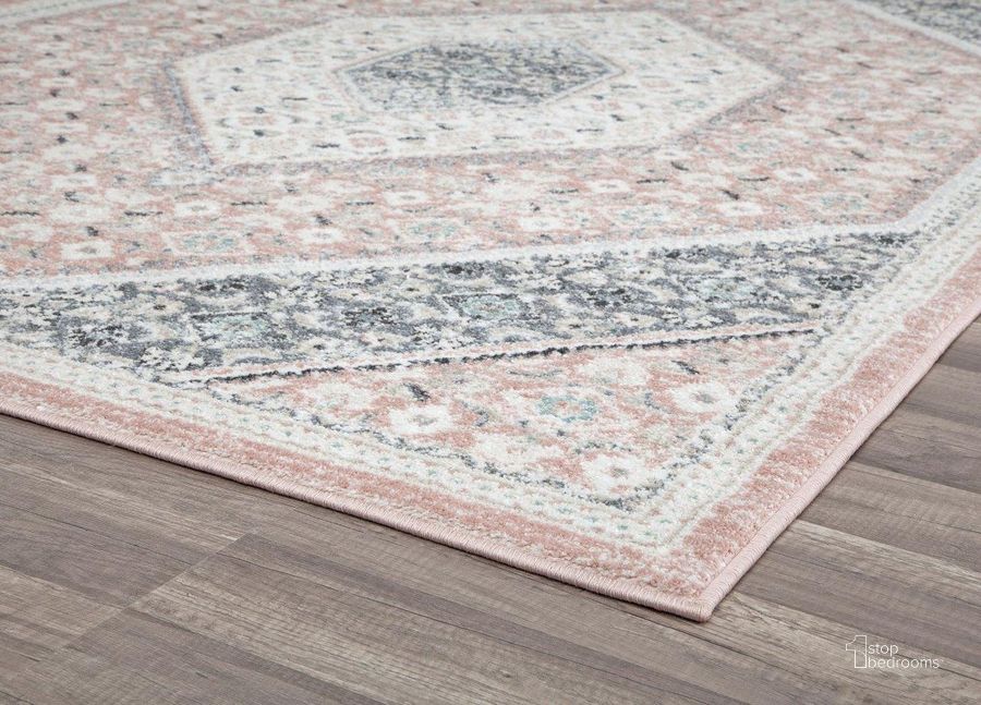 The appearance of Harper HY30B Quartz Rose Transitional Vintage Pink 5' x 7' Area Rug designed by Rugs America in the transitional interior design. This pink piece of furniture  was selected by 1StopBedrooms from Harper Collection to add a touch of cosiness and style into your home. Sku: RA28260. Material: Polypropylene. Product Type: Area Rugs. Image1