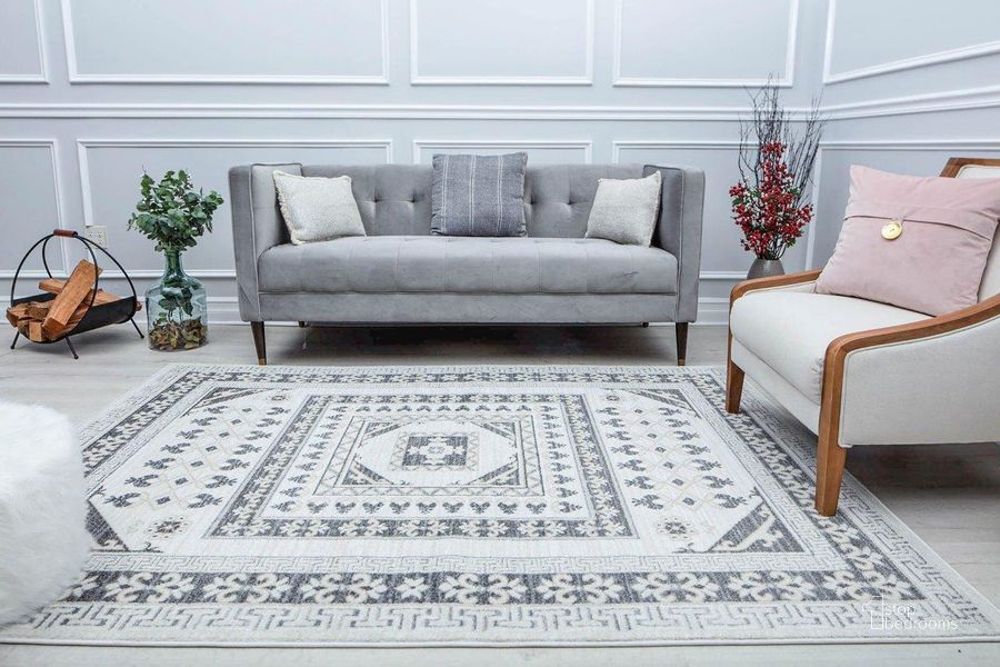 The appearance of Harper HY40C City Shadow Abstract Vintage White 8' x 10' Area Rug designed by Rugs America in the rustic / southwestern interior design. This white piece of furniture  was selected by 1StopBedrooms from Harper Collection to add a touch of cosiness and style into your home. Sku: RA30900. Material: Polypropylene. Product Type: Area Rugs. Image1