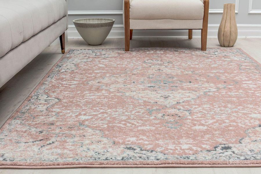 The appearance of Harper HY50B Pink Amaranth Transitional Vintage Pink 12' x 15' Area Rug designed by Rugs America in the transitional interior design. This pink piece of furniture  was selected by 1StopBedrooms from Harper Collection to add a touch of cosiness and style into your home. Sku: RA30669. Material: Polypropylene. Product Type: Area Rugs. Image1