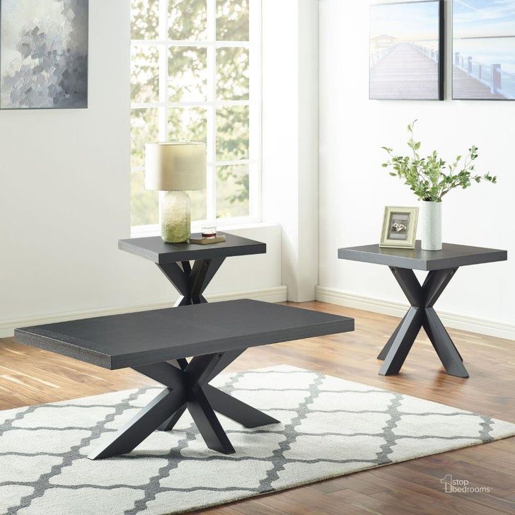 The appearance of Harris Ebony Occasional Table Set designed by Steve Silver in the transitional interior design. This black piece of furniture  was selected by 1StopBedrooms from Harris Collection to add a touch of cosiness and style into your home. Sku: HR250C;HR250E. Product Type: Occasional Table Set. Material: Rubberwood. Image1