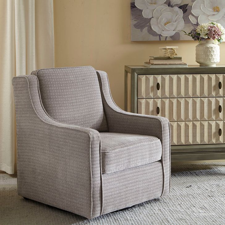 The appearance of Harris Swivel Chair In Grey designed by Olliix in the transitional interior design. This grey piece of furniture  was selected by 1StopBedrooms from Harris Collection to add a touch of cosiness and style into your home. Sku: MP103-0240. Material: Wood. Product Type: Living Room Chair. Image1