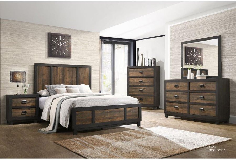 The appearance of Harrison Walnut Panel Bedroom Set designed by Picket House in the transitional interior design. This brown piece of furniture  was selected by 1StopBedrooms from Harrison Collection to add a touch of cosiness and style into your home. Sku: HG100QH;HG100QF;HG100QKR;HG100NS. Bed Type: Panel Bed. Product Type: Panel Bed. Bed Size: Queen. Material: MDF. Image1