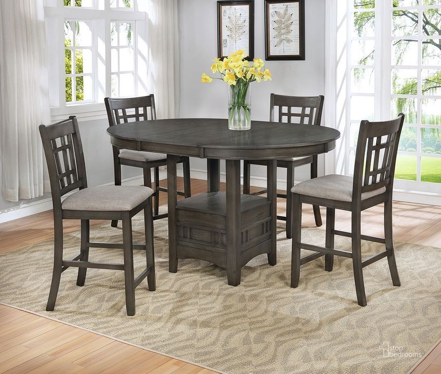 The appearance of Hartwell Counter Height Dining Room Set (Grey) designed by Crown Mark in the transitional interior design. This grey piece of furniture  was selected by 1StopBedrooms from Hartwell Collection to add a touch of cosiness and style into your home. Sku: 2795GY-T-4260;2795GY-S-24. Table Top Shape: Oval. Product Type: Dining Room Set. Image1