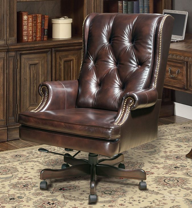 The appearance of Havana Leather Desk Chair designed by Parker House in the traditional interior design. This brown piece of furniture  was selected by 1StopBedrooms from  to add a touch of cosiness and style into your home. Sku: DC#112-HA. Material: Leather. Product Type: Desk Chair. Image1