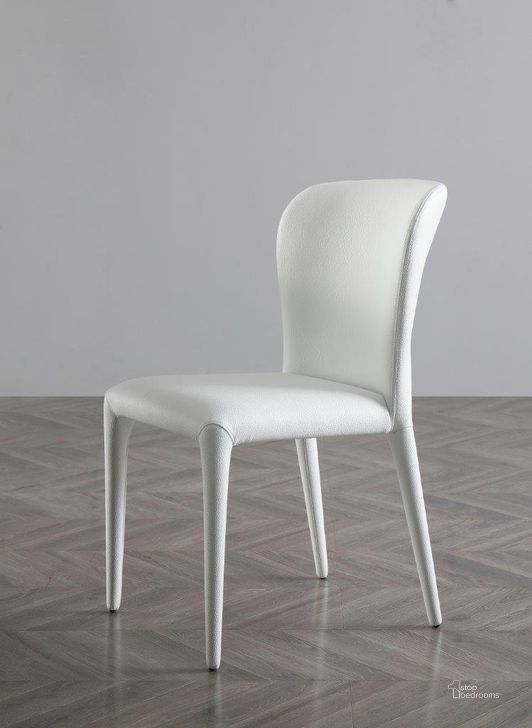 The appearance of Hazel White Dining Chair Set of 2 designed by Whiteline Modern Living in the modern / contemporary interior design. This white piece of furniture  was selected by 1StopBedrooms from Hazel Collection to add a touch of cosiness and style into your home. Sku: DC1455-WHT. Material: Leather. Product Type: Dining Chair. Image1