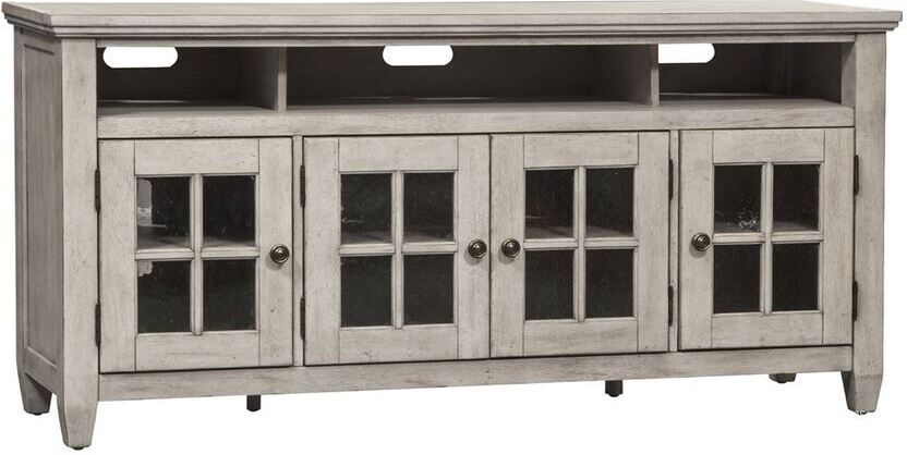 The appearance of Heartland Antique White Entertainment TV Stand designed by Liberty in the country / farmhouse interior design. This off white piece of furniture  was selected by 1StopBedrooms from Heartland Collection to add a touch of cosiness and style into your home. Sku: 824-TV66. Product Type: TV Stands and TV Console. Material: Rubberwood. Image1