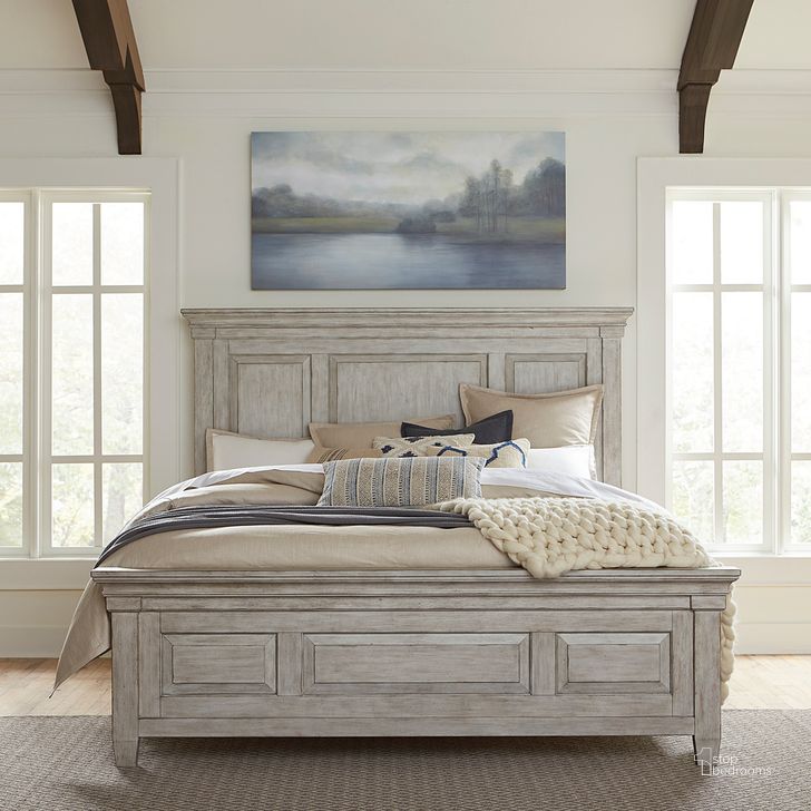 The appearance of Heartland Antique White King Panel Bed designed by Liberty in the country / farmhouse interior design. This white piece of furniture  was selected by 1StopBedrooms from Heartland Collection to add a touch of cosiness and style into your home. Sku: 824-BR15;824-BR16;824-BR90. Bed Type: Panel Bed. Product Type: Panel Bed. Bed Size: King. Material: Rubberwood. Image1