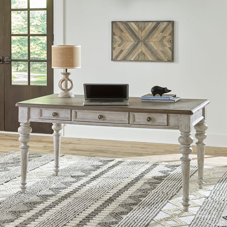The appearance of Heartland Complete Desk designed by Liberty in the country / farmhouse interior design. This white and brown piece of furniture  was selected by 1StopBedrooms from Heartland Collection to add a touch of cosiness and style into your home. Sku: 824-HO131;824-HO120;824-HO107. Product Type: Desk. Material: Rubberwood. Image1