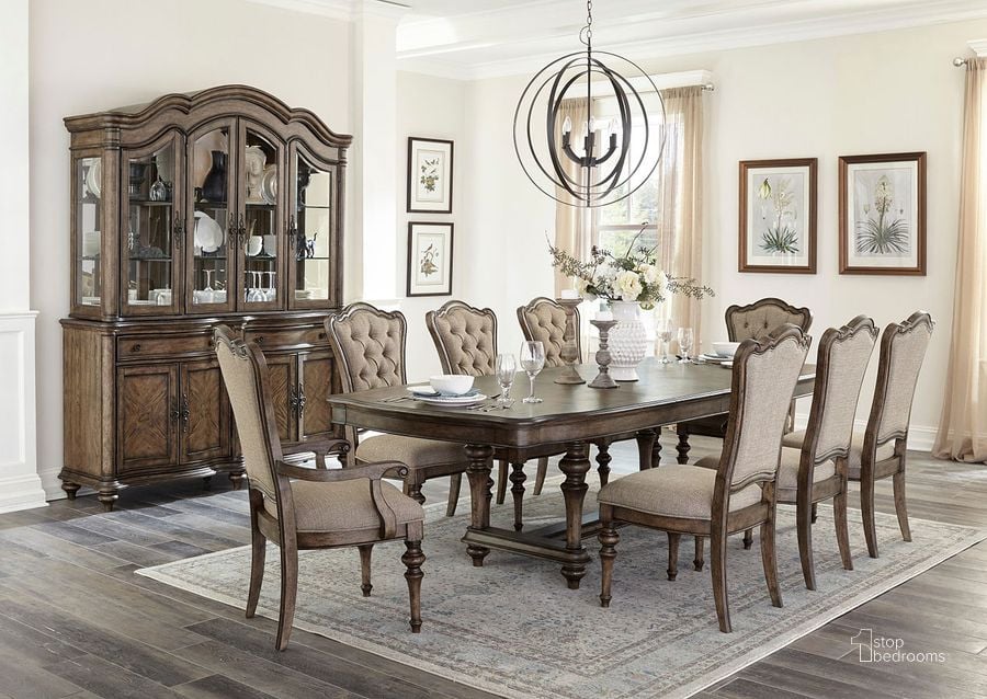 The appearance of Heath Court Dining Room Set designed by Homelegance in the traditional interior design. This brown oak piece of furniture  was selected by 1StopBedrooms from Heath Court Collection to add a touch of cosiness and style into your home. Sku: 1682-108;1682-108B;1682S. Table Base Style: Trestle. Material: Wood. Product Type: Dining Room Set. Table Top Shape: Rectangular. Image1