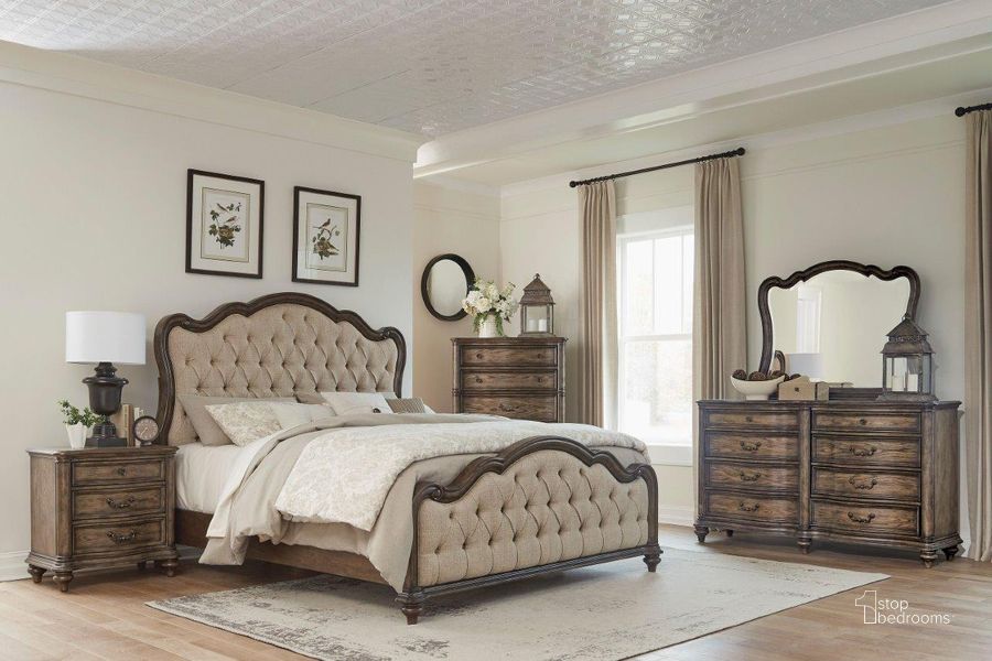 The appearance of Heath Court Oak and Brown Upholstered Panel Bedroom Set designed by Homelegance in the transitional interior design. This brown piece of furniture  was selected by 1StopBedrooms from Heath Court Collection to add a touch of cosiness and style into your home. Sku: 1682-1;1682-2;1682-3;1682-4. Bed Type: Panel Bed. Material: Wood. Product Type: Panel Bed. Bed Size: Queen. Image1