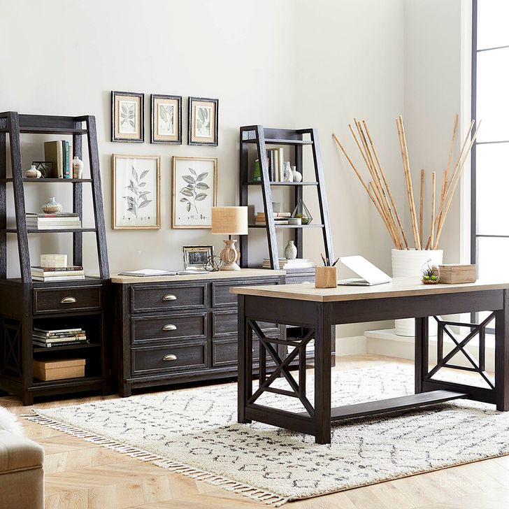 The appearance of Heatherbrook Charcoal and Ash Home Office Set designed by Liberty in the transitional interior design. This brown piece of furniture  was selected by 1StopBedrooms from Heatherbrook Collection to add a touch of cosiness and style into your home. Sku: 422-HO107;422-HO120. Material: Wood. Product Type: Home Office Set. Image1