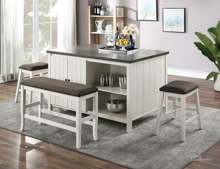 The appearance of Heidelberg Counter Height Table In Off-White and Dark Gray designed by Furniture of America in the transitional interior design. This off-white and dark gray piece of furniture  was selected by 1StopBedrooms from Heidelberg Collection to add a touch of cosiness and style into your home. Sku: CM3498PT-1;CM3498PT-2. Material: Wood. Product Type: Counter Height Table. Image1