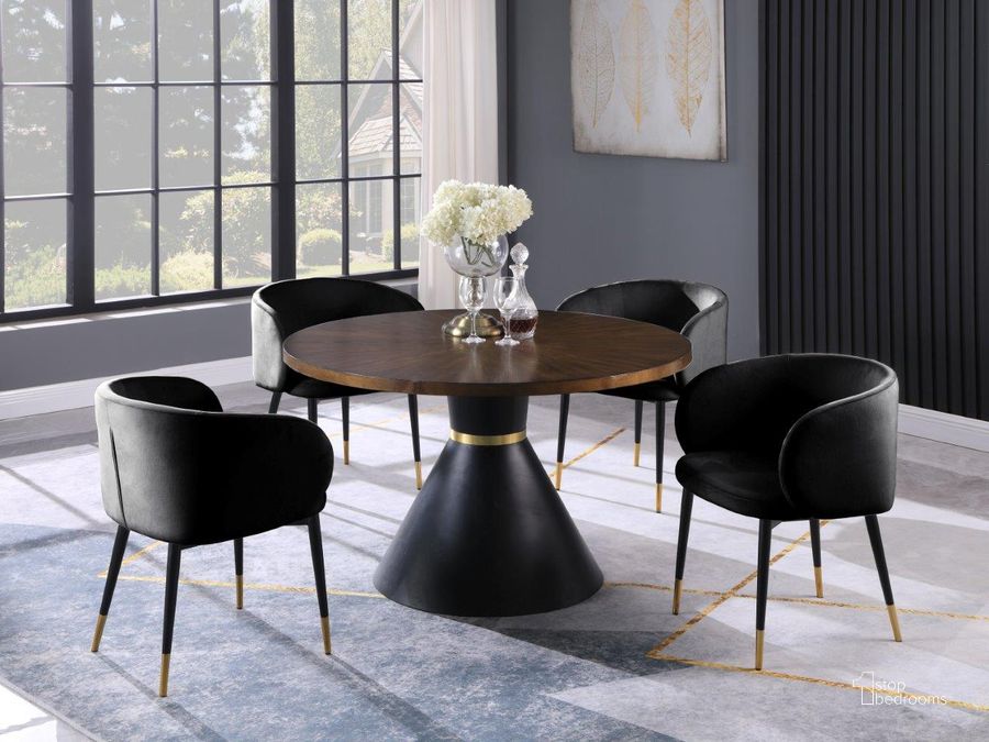 Hemingway 5 Piece Round Dinette Set In Black Velvet