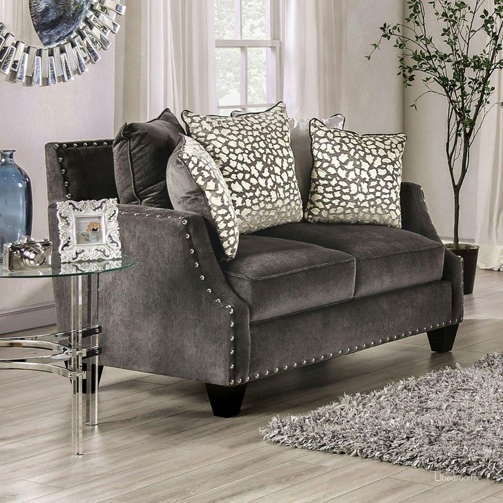 The appearance of Hendon Loveseat In Gray designed by Furniture of America in the transitional interior design. This gray piece of furniture  was selected by 1StopBedrooms from Hendon Collection to add a touch of cosiness and style into your home. Sku: SM6227-LV. Material: Wood. Product Type: Loveseat.