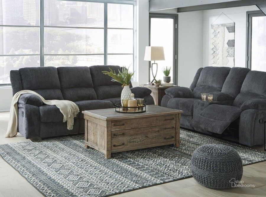 The appearance of Herlinda Slate Living Room Set 0qd24342720 designed by Boho House in the transitional interior design. This slate piece of furniture  was selected by 1StopBedrooms from Herlinda Collection to add a touch of cosiness and style into your home. Sku: 7650488;7650494. Material: Fabric. Product Type: Living Room Set. Image1