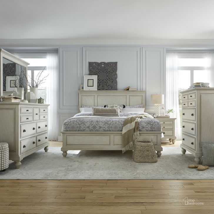 The appearance of High Country Antique White Panel Bedroom Set designed by Liberty in the transitional interior design. This white piece of furniture  was selected by 1StopBedrooms from High Country Collection to add a touch of cosiness and style into your home. Sku: 697-BR13;697-BR14;697-BR90;697-BR61. Bed Type: Panel Bed. Product Type: Panel Bed. Bed Size: Queen. Material: Pine. Image1