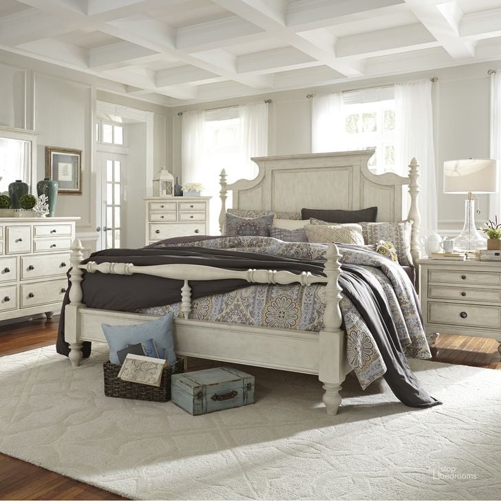 The appearance of High Country White Poster Bedroom Set designed by Liberty in the traditional interior design. This white piece of furniture  was selected by 1StopBedrooms from High Country Collection to add a touch of cosiness and style into your home. Sku: 697-BR01;697-BR02;697-BR90;697-BR61. Bed Type: Poster Bed. Material: Wood. Product Type: Poster Bed. Bed Size: Queen. Image1