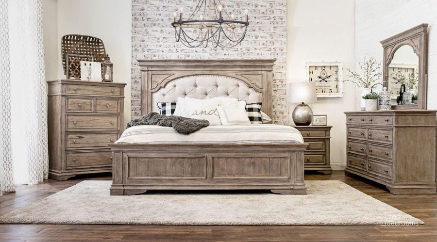 The appearance of Highland Park Distressed Driftwood Panel Bedroom Set designed by Steve Silver in the transitional interior design. This beige piece of furniture  was selected by 1StopBedrooms from Highland Park Collection to add a touch of cosiness and style into your home. Sku: HP900QFBD;HP900QHBD;HP900SRD;HP900NSD. Bed Type: Panel Bed. Material: Wood. Product Type: Panel Bed. Bed Size: Queen. Image1