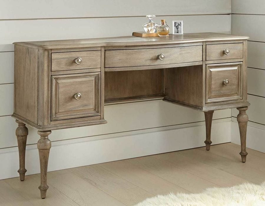 The appearance of Highland Park Driftwood Vanity Desk designed by Steve Silver in the transitional interior design. This driftwood piece of furniture  was selected by 1StopBedrooms from Highland Park Collection to add a touch of cosiness and style into your home. Sku: HP900VDD. Material: Wood. Product Type: Vanity Desk. Image1