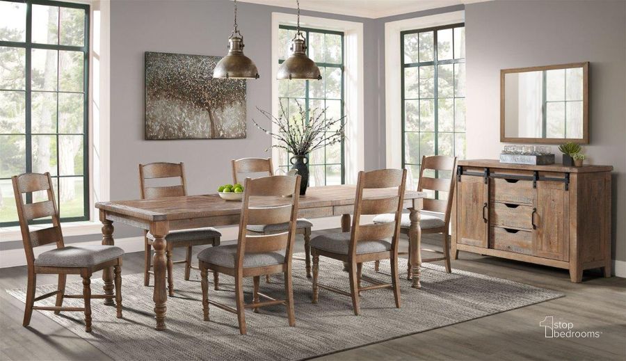 The appearance of Highland Sandwash Extendable Dining Room Set designed by Intercon in the traditional interior design. This brown piece of furniture  was selected by 1StopBedrooms from Highland Collection to add a touch of cosiness and style into your home. Sku: HI-TA-4294-SWH-C;HI-CH-789C-SWH-RTA. Table Base Style: Legs. Product Type: Dining Room Set. Table Top Shape: Rectangular. Image1