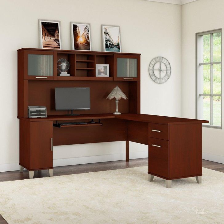 The appearance of Hilfordania Hansen Cherry Desk & Hutch Home Office Desk with Hutch 0qc24510634 designed by Boho House in the modern / contemporary interior design. This hansen cherry piece of furniture  was selected by 1StopBedrooms from Hilfordania Collection to add a touch of cosiness and style into your home. Sku: SET001HC. Product Type: Desk & Hutch. Image1