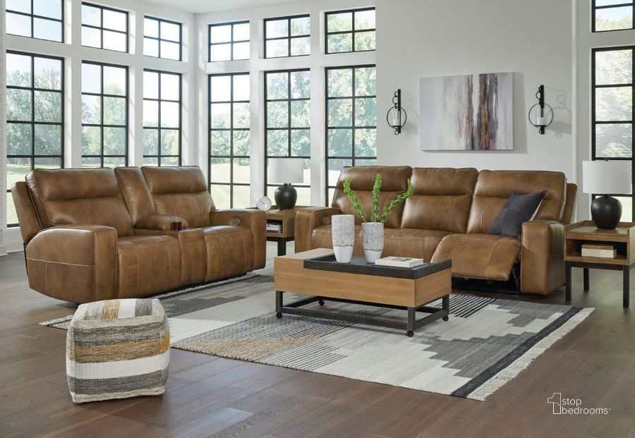 The appearance of Hillside Boularderie Caramel Living Room Set designed by Luxury Loft in the modern / contemporary interior design. This caramel piece of furniture  was selected by 1StopBedrooms from Hillside Boularderie Collection to add a touch of cosiness and style into your home. Sku: U1520615;U1520618. Material: Leather. Product Type: Living Room Set. Image1