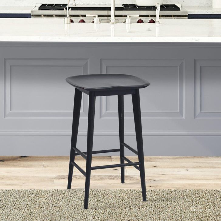 The appearance of Hilton Black Counter Stool designed by Steve Silver in the transitional interior design. This black piece of furniture  was selected by 1StopBedrooms from Hilton Collection to add a touch of cosiness and style into your home. Sku: HI600CSB. Material: Wood. Product Type: Dining Chair. Image1
