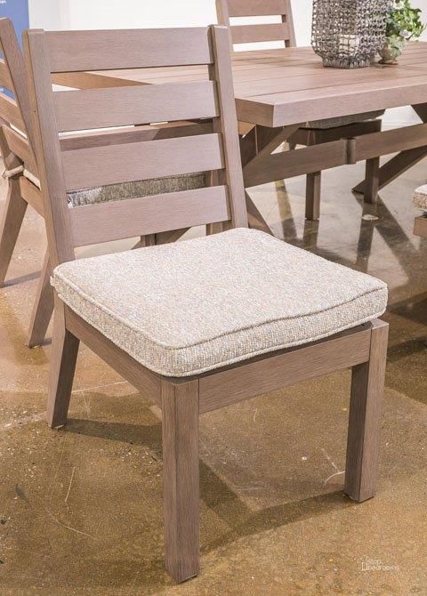 The appearance of Hollismore Gray/Brown Outdoor Dining Chair Set of 2 0qd24544545 designed by Atelier Home in the modern / contemporary interior design. This gray/brown piece of furniture  was selected by 1StopBedrooms from Hollismore Collection to add a touch of cosiness and style into your home. Sku: P564-601. Material: Fabric. Product Type: Outdoor Dining Chair. Image1