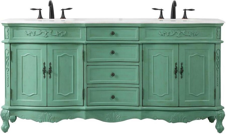 The appearance of Hollyhick Place Mint Bathroom Vanity Bathroom Furniture 0qd24308340 designed by Versailles Home in the traditional interior design. This mint piece of furniture  was selected by 1StopBedrooms from Hollyhick Place Collection to add a touch of cosiness and style into your home. Sku: VF10172DVM. Material: Wood. Product Type: Bathroom Vanity. Image1
