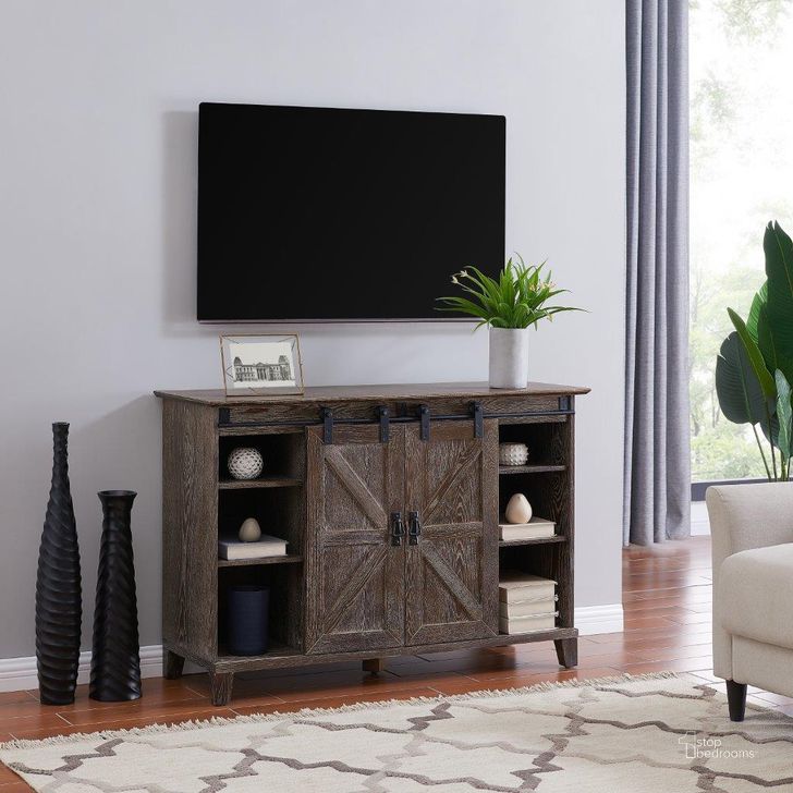 The appearance of Holmes Barn Door Tv Stand designed by SEI Furniture in the traditional interior design. This oak piece of furniture  was selected by 1StopBedrooms from Holmes Collection to add a touch of cosiness and style into your home. Sku: MS8099. Material: Wood. Product Type: TV Stand. Image1