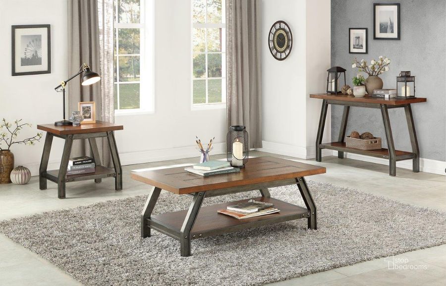 The appearance of Holverson Rustic Brown And Gunmetal Occasional Table Set designed by Homelegance in the industrial interior design. This black and brown piece of furniture  was selected by 1StopBedrooms from Holverson Collection to add a touch of cosiness and style into your home. Sku: 1715-30;1715-04. Material: Wood. Product Type: Occasional Table Set. Image1