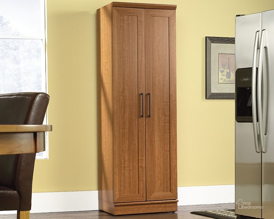 The appearance of Homeplus Storage Cabinet In Sienna Oak designed by Sauder in the transitional interior design. This sienna oak piece of furniture  was selected by 1StopBedrooms from HomePlus Collection to add a touch of cosiness and style into your home. Sku: 411963. Product Type: Storage Cabinet. Material: Engineered Wood. Image1