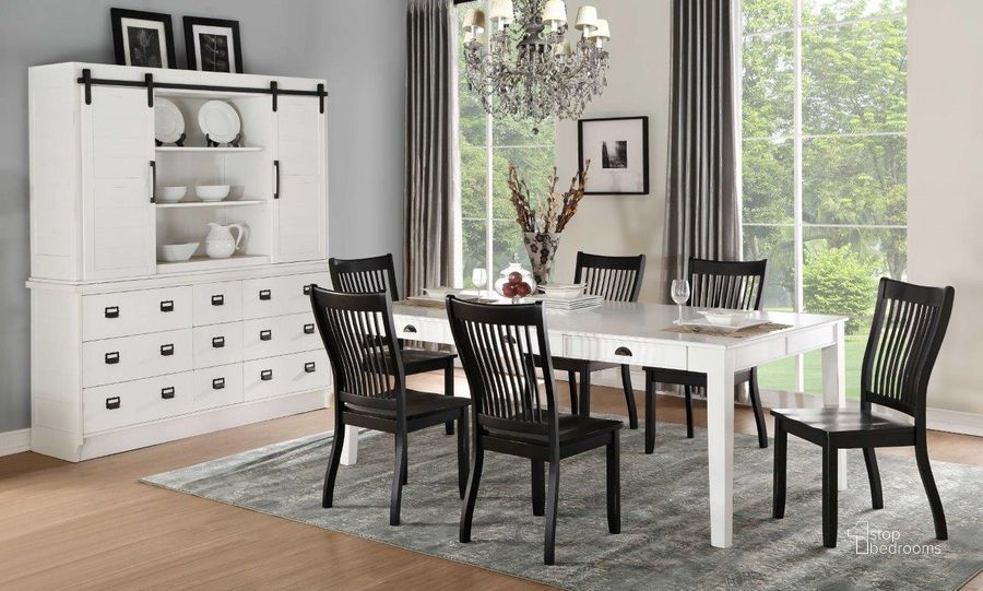 The appearance of Homeroots Antique White Poplar Dining Table designed by Homeroots in the modern / contemporary interior design. This antique white piece of furniture  was selected by 1StopBedrooms from  to add a touch of cosiness and style into your home. Sku: 318942. Table Base Style: Legs. Product Type: Dining Table. Table Top Shape: Rectangular. Material: Poplar. Size: 78". Image1