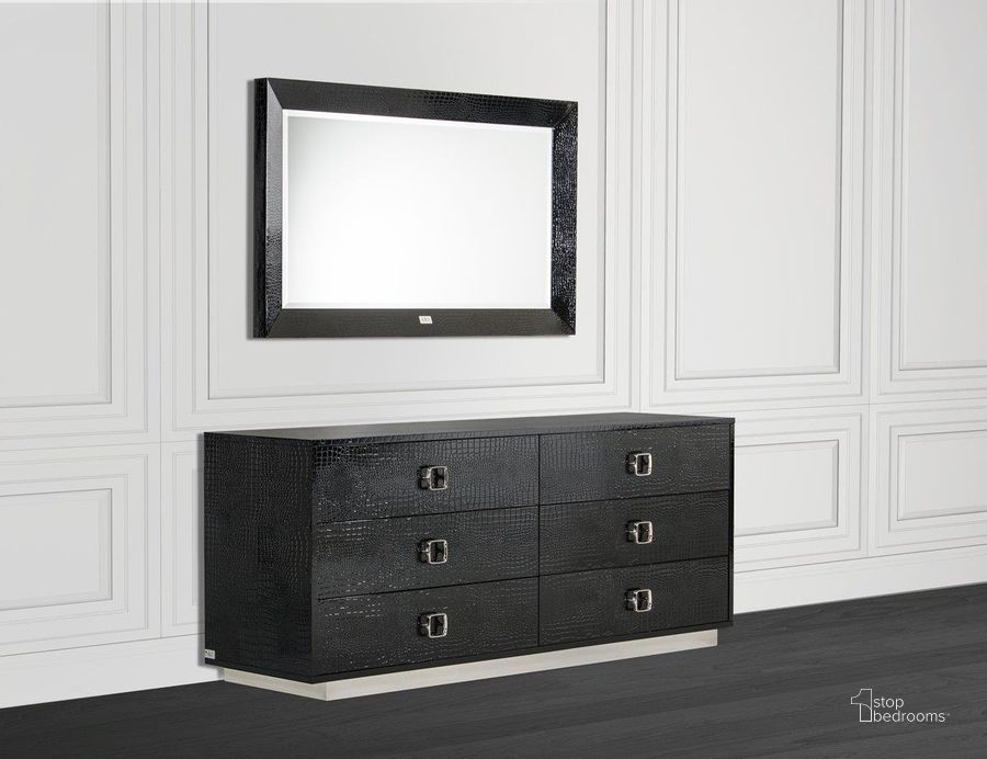 The appearance of Homeroots Black Crocodile Mdf Dresser designed by Homeroots in the modern / contemporary interior design. This black piece of furniture  was selected by 1StopBedrooms from Crocodile Collection to add a touch of cosiness and style into your home. Sku: 284153. Product Type: Dresser. Material: MDF. Image1