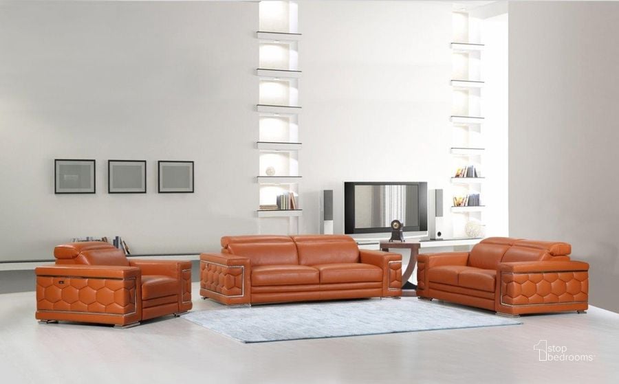 The appearance of Homeroots Sturdy Camel Leather Sofa Set designed by Homeroots in the modern / contemporary interior design. This camel piece of furniture  was selected by 1StopBedrooms from  to add a touch of cosiness and style into your home. Sku: 329584. Material: Leather. Product Type: Leather Living Room Set.