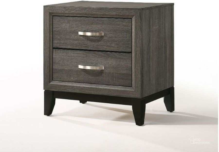 The appearance of Horde Vista Gray Nightstand designed by Off 5th Home in the transitional interior design. This gray piece of furniture  was selected by 1StopBedrooms from Horde Vista Collection to add a touch of cosiness and style into your home. Sku: 27053. Material: Wood. Product Type: Nightstand. Image1