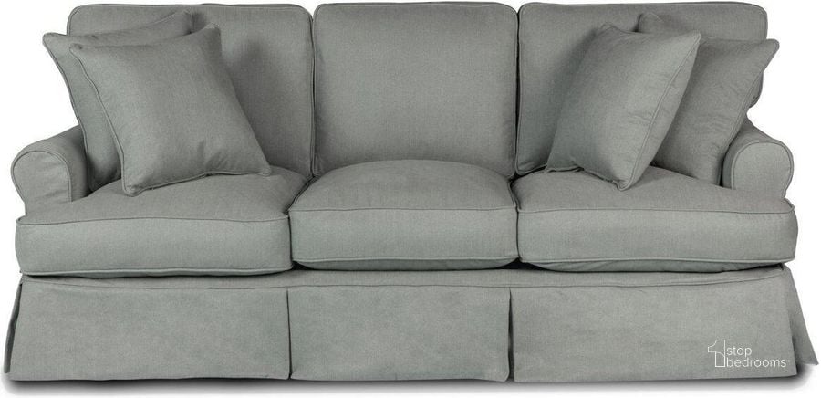 The appearance of Horizon Gray T-Cushion Slipcovered Sofa designed by Sunset Trading in the traditional interior design. This grey piece of furniture  was selected by 1StopBedrooms from Horizon Collection to add a touch of cosiness and style into your home. Sku: SU-117600-391094. Material: Wood. Product Type: Sofa. Image1