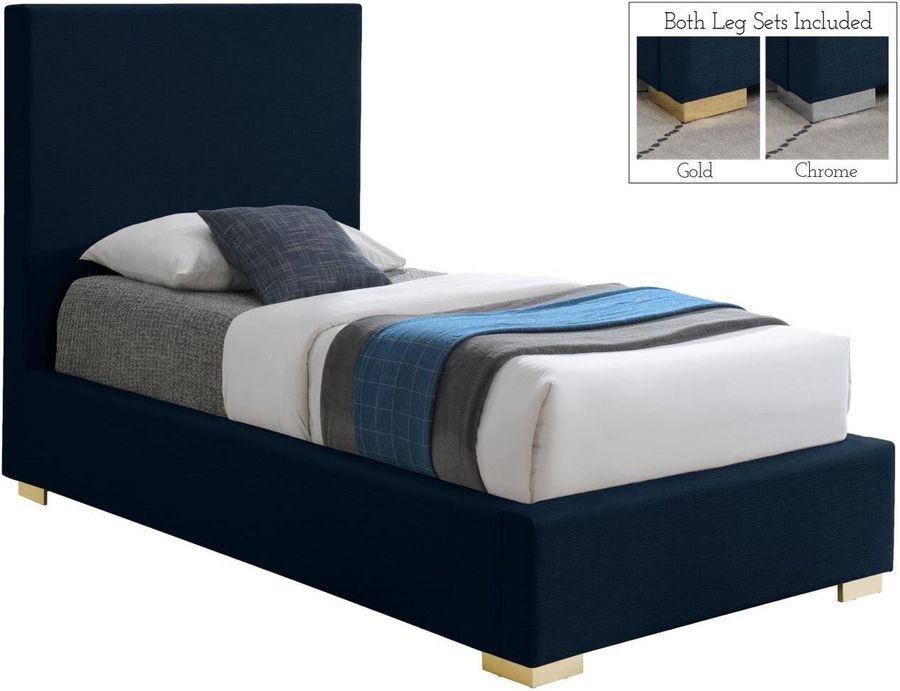 The appearance of Hoskins Navy Linen Fabric Twin Bed designed by Furnique in the modern / contemporary interior design. This navy linen fabric piece of furniture  was selected by 1StopBedrooms from Hoskins Collection to add a touch of cosiness and style into your home. Sku: CrosbyNavy-T-1;CrosbyNavy-T-2. Material: Metal. Product Type: Bed. Bed Size: Twin. Image1