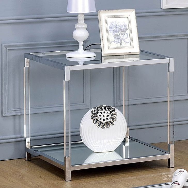 The appearance of Howsburg Chrome End Table designed by FineForm in the modern / contemporary interior design. This chrome piece of furniture  was selected by 1StopBedrooms from Howsburg Collection to add a touch of cosiness and style into your home. Sku: CM4153E. Material: Metal. Product Type: End Table. Image1