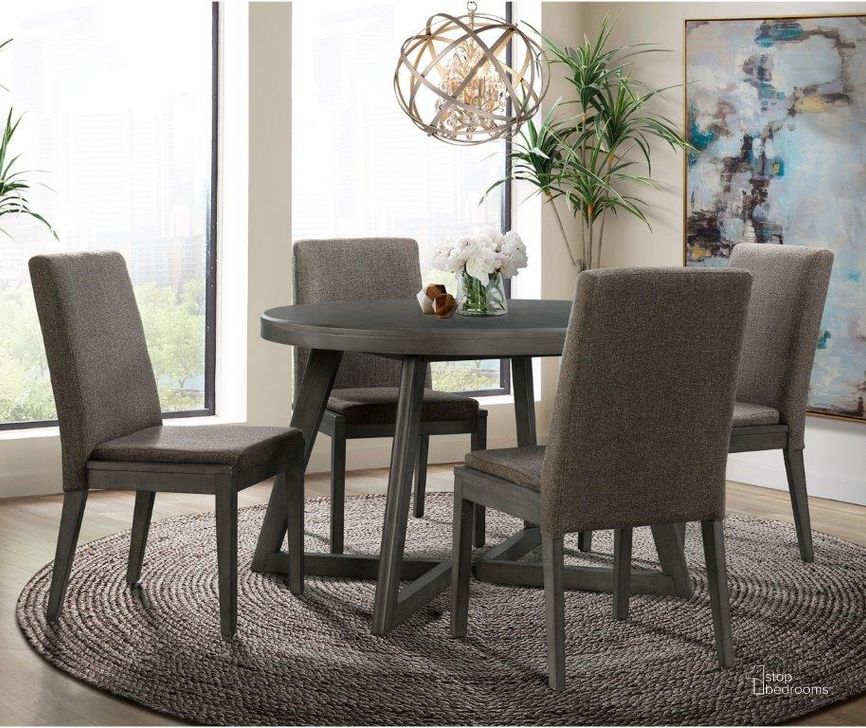 The appearance of Hudson Gray Round Dining Room Set designed by Picket House in the transitional interior design. This gray piece of furniture  was selected by 1StopBedrooms from Hudson Collection to add a touch of cosiness and style into your home. Sku: DCR500RDTE;DCR500SCE. Table Base Style: Double Pedestal. Table Top Shape: Round. Material: Wood. Product Type: Dining Room Set. Size: 48". Image1