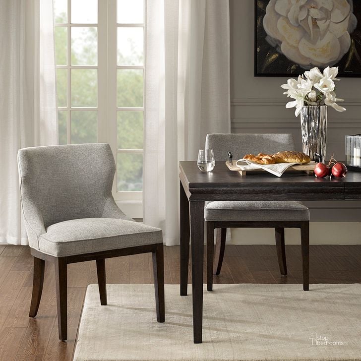 The appearance of Hutton Dining Side Chair Set Of 2 In Grey designed by Olliix in the traditional interior design. This grey piece of furniture  was selected by 1StopBedrooms from Hutton Collection to add a touch of cosiness and style into your home. Sku: MPS108-0152. Material: Wood. Product Type: Dining Chair. Image1