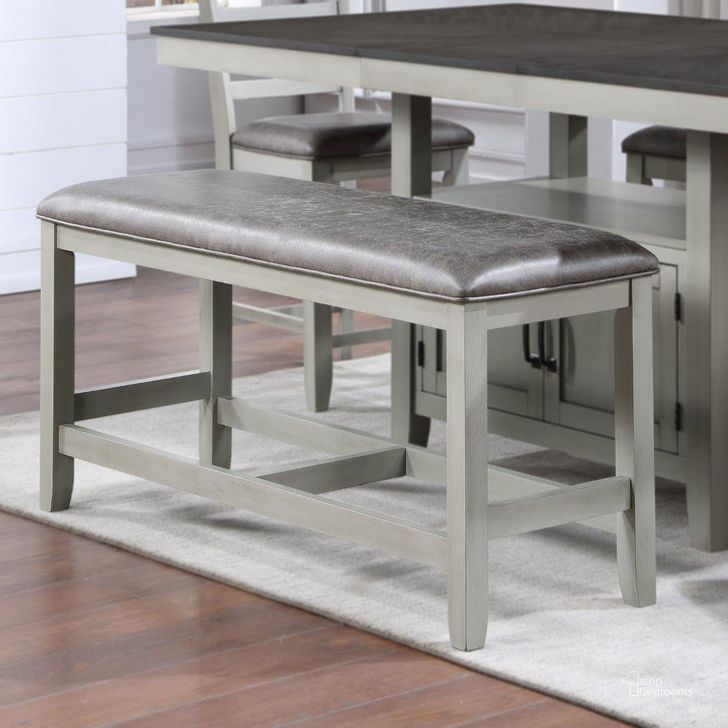 The appearance of Hyland Counter Bench designed by Steve Silver in the transitional interior design. This grey piece of furniture  was selected by 1StopBedrooms from Hyland Collection to add a touch of cosiness and style into your home. Sku: HY500CCBN. Material: Wood. Product Type: Dining Bench. Image1