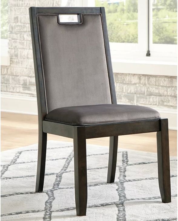 The appearance of Hyndell Gray and Dark Brown Side Chair Set of 2 designed by Signature Design by Ashley in the modern / contemporary interior design. This gray/dark brown piece of furniture  was selected by 1StopBedrooms from Hyndell Collection to add a touch of cosiness and style into your home. Sku: D731-01. Material: Fabric. Product Type: Side Chair. Image1