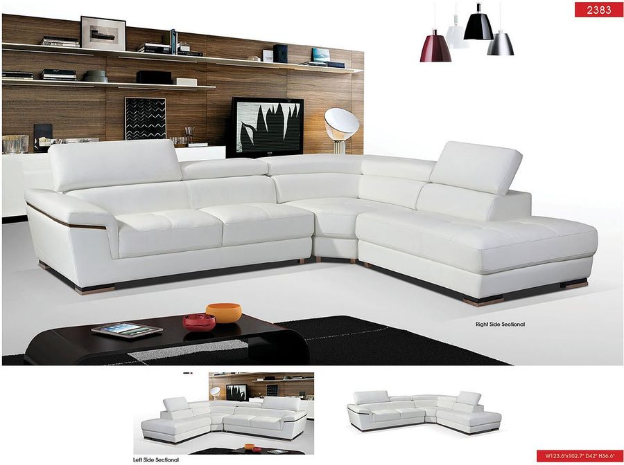The appearance of 2383 Leather Right Side Sectional designed by ESF in the modern / contemporary interior design. This white piece of furniture  was selected by 1StopBedrooms from 2383 Collection to add a touch of cosiness and style into your home. Sku: 2383SECTIONALRIGHT. Material: Leather. Product Type: Sectional. Layout: L-Shape. Image1