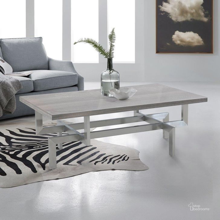 The appearance of Illusion Gray Wood Occasional Table Set with Brushed Stainless Steel Base designed by Armen Living in the transitional interior design. This gray piece of furniture  was selected by 1StopBedrooms from Illusion Collection to add a touch of cosiness and style into your home. Sku: LCILCOBSGR;LCILLABSGR. Material: Metal. Product Type: Occasional Table Set. Image1