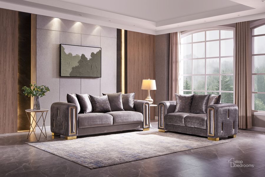 The appearance of Impreza Thick Velvet Fabric Upholstered 2Pc Living Room Set Made With Wood In Gray designed by Galaxy Home Furnishings in the modern / contemporary interior design. This gray piece of furniture  was selected by 1StopBedrooms from Impreza Collection to add a touch of cosiness and style into your home. Sku: 601955550666. Material: Wood. Product Type: Living Room Set. Image1